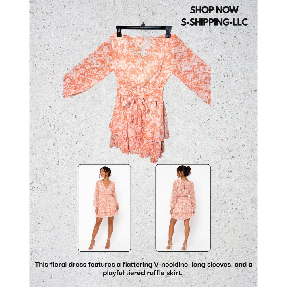 JAPNA Women’s Floral Long Sleeve Dress